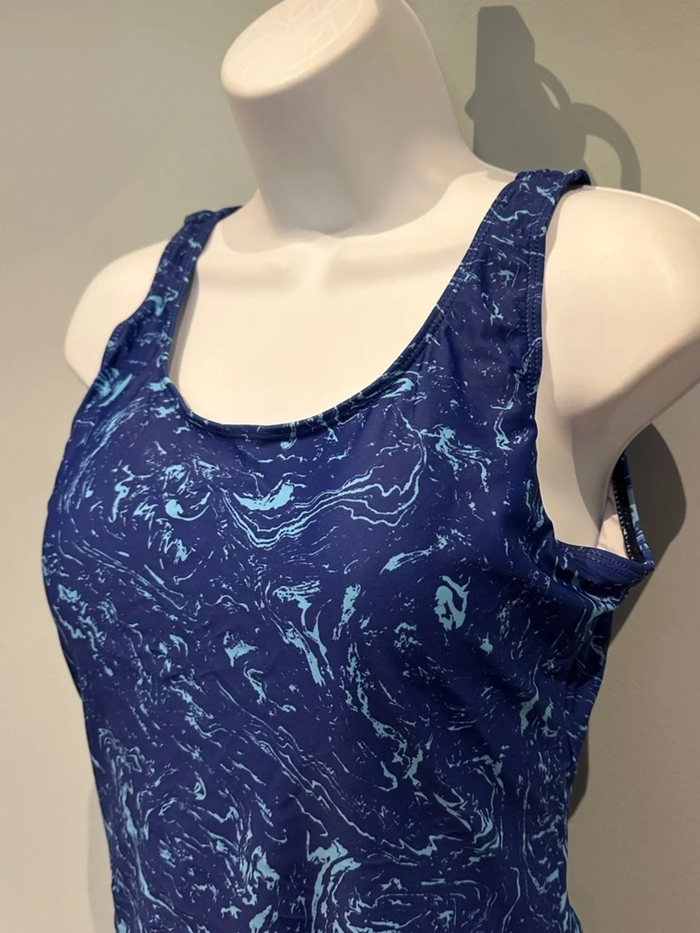 Blue Marble One-Piece Swimsuit Crisscross Back Large NWOT - Picture 6 of 13